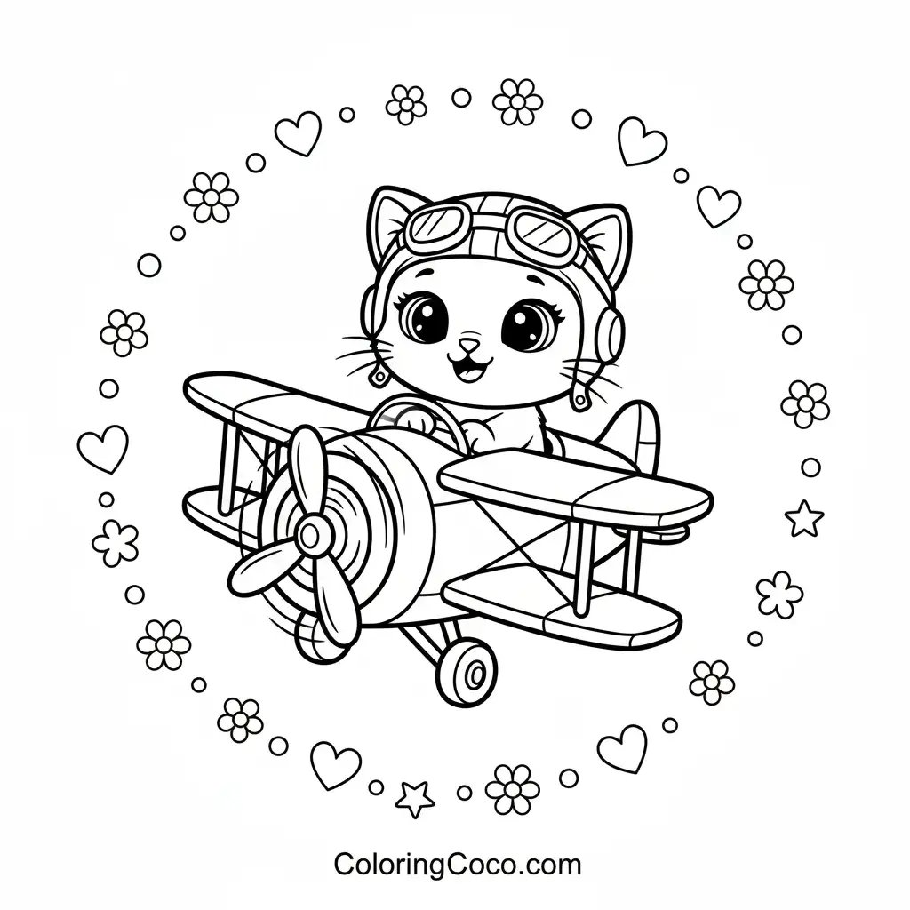 Cat flying aeroplan