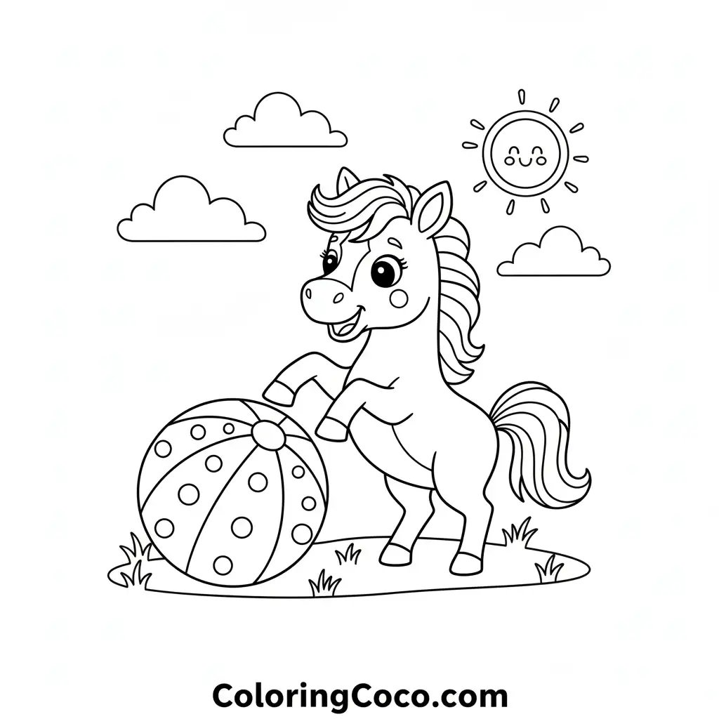 Cute horse playing  with ball