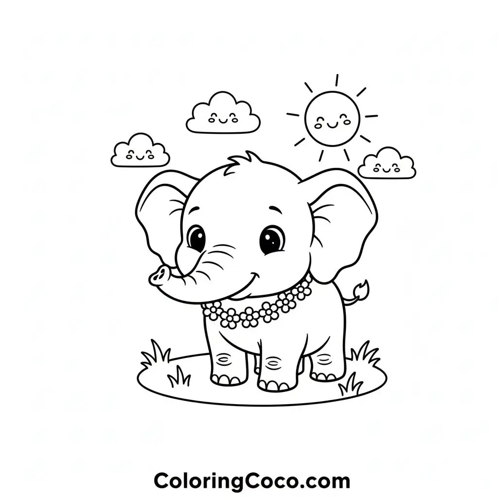 Elephant wearing flower jwellery