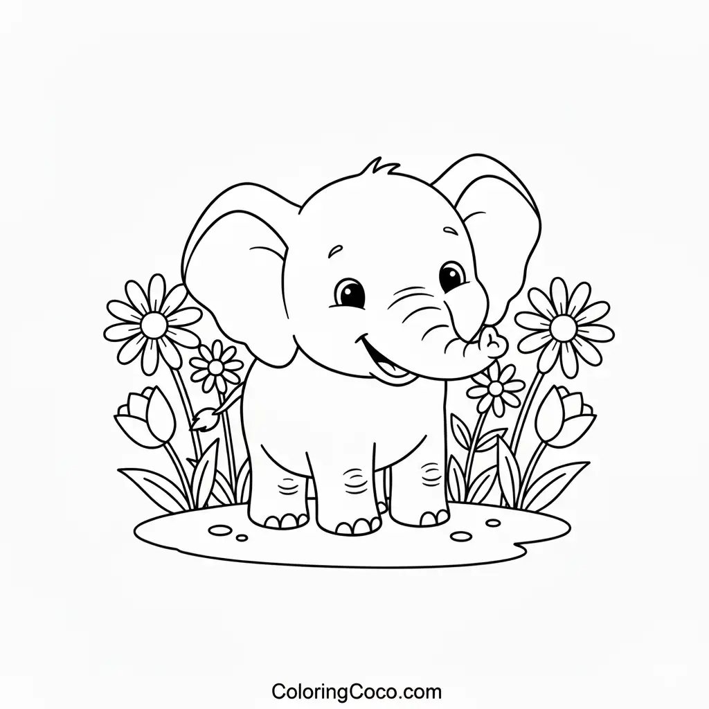 Elephant with Flower