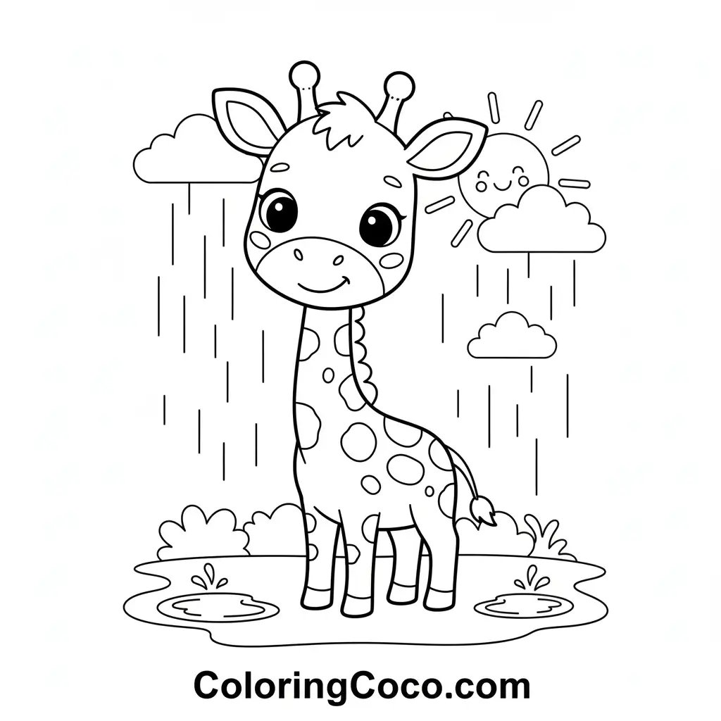 Giraffe in rain