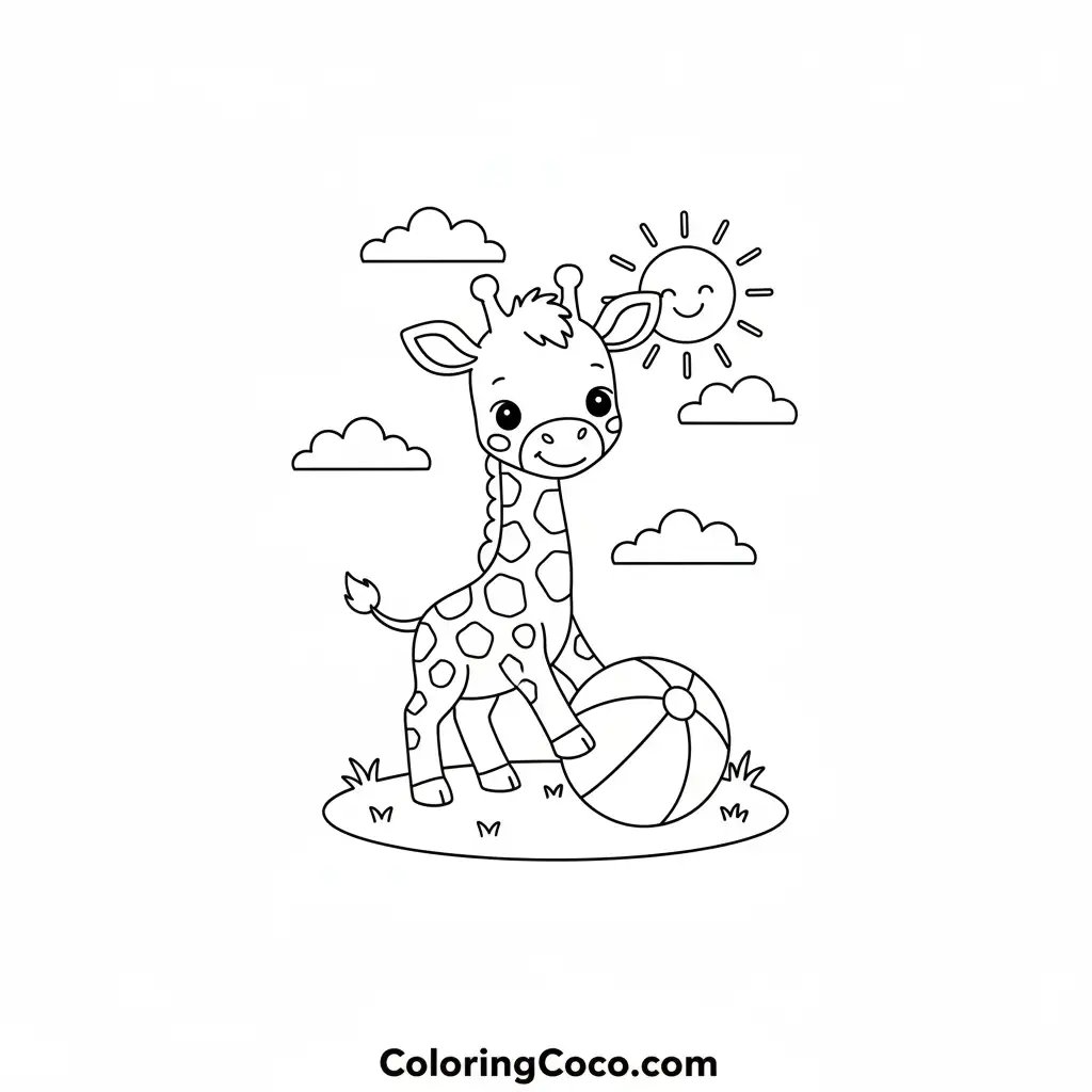 Giraffe playing with ball