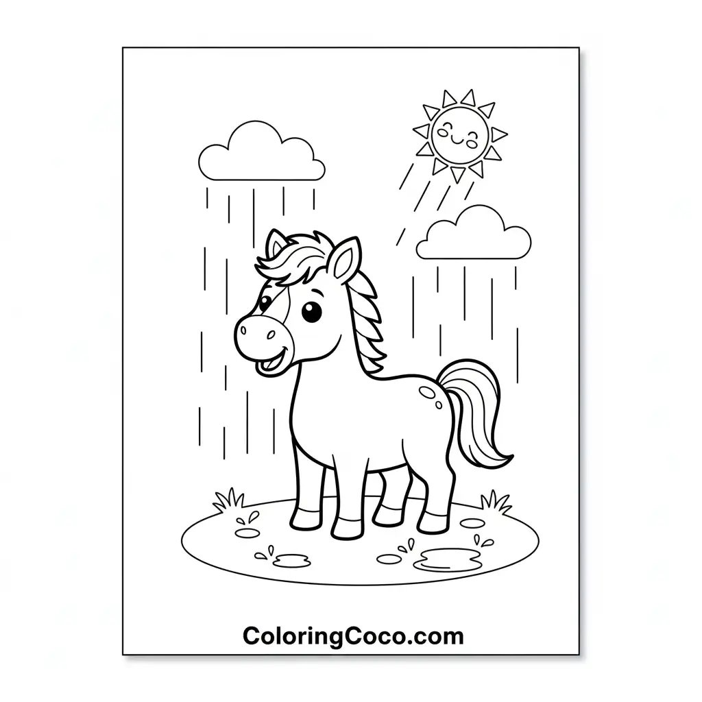 Horse in rain